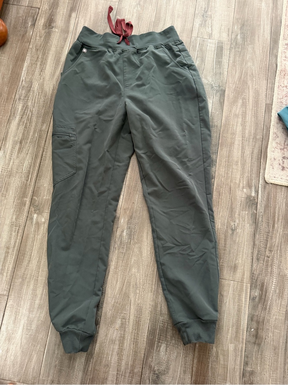 Womens figs Jogger Pants in Dark Green with Drawstring